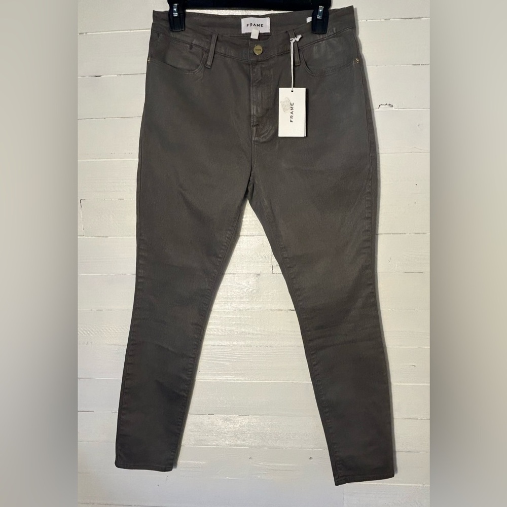 NWT Frame Denim Le High Skinny Jeans. Smoke gray coated, women’s 29.